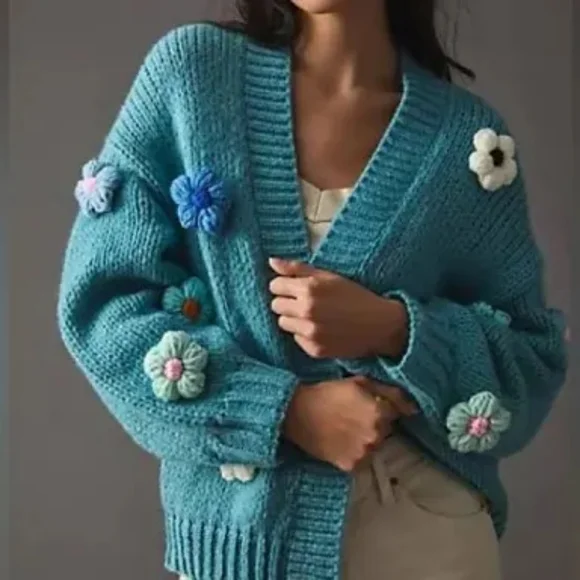 NWT, "by"Duchamp" "3'D, Daisy flower power sweater" 🦋🌼🦋 - Picture 4 of 16